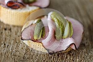 ham sandwich with gherkin