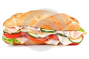 Ham sandwich isolated on white