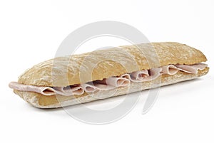 Ham sandwich on white background photo