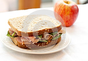 Ham Sandwich On Whole Wheat Bread