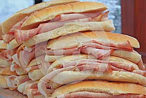 Ham sandwiches on sale at the bar