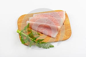 Ham slices with dill