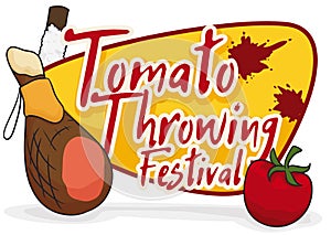 Ham, Soaped Stick and Tomato for Tomatina Festival, Vector Illustration photo