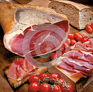 Ham sweet Italian and Tuscan bread