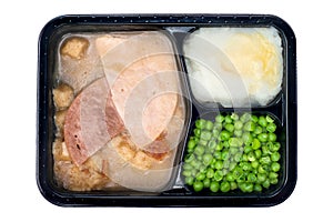 Ham and turkey TV dinner