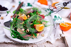 Ham watercress salad clementine dressing