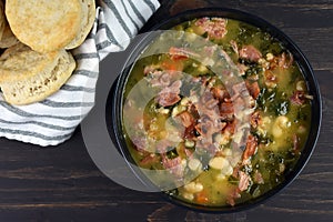 Ham and White Bean Soup with Biscuits