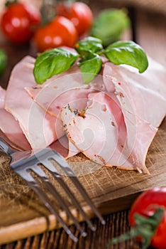 Ham on wooden background