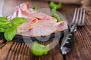 Ham on wooden background