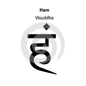 Ham yoga symbols. Hindi literature and scriptures. Solid character illustration of Hinduism and Buddhism.