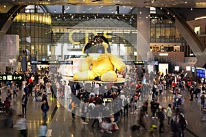 The main terminal hall of Hamad international airport. Doha. Qatar