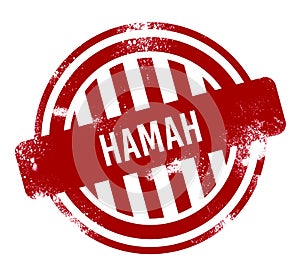 Hamah - Red grunge button, stamp photo