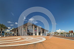 Hamakawa fishing port and fisherina district in the vicinity of the American Village in Chatan City of Okinawa