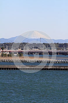 Hamanako lake and Mt. Fuji from Hamamatsu, Shizuoka