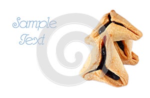 Hamantaschen cookies or hamans ears for Purim celebration. isolated