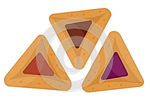 Hamantaschen icon. Flat style, isolated on white background. Vector illustration, clip art.