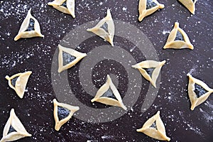 Hamantash cookies preparation for Purim Jewish holiday