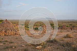 Hamar tribe village in the wilds of Omo Valley, Ethiopia