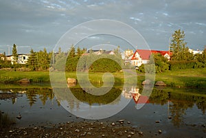 Hamarkotslaekur lake in Hafnarfjordur, Iceland