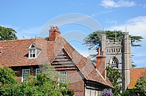 Hambledon church and cottage.