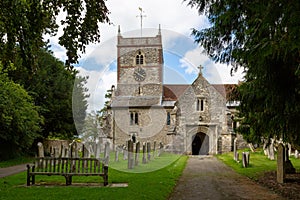 08/30/2020 Hambledon, Hampshire, UK The exterior of the church St Peter and St Paul in Hambledon Hampshire, A typical English