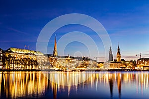 Hamburg Binnenalster and skyline