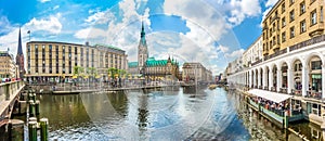 Hamburg city center with town hall and Alster river, Germany photo