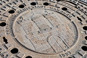 Hamburg City emblem manhole cover