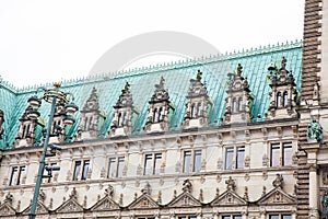 Hamburg City Hall buildiing located in the Altstadt quarter in the city center at the Rathausmarkt square