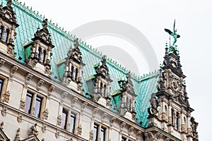 Hamburg City Hall buildiing located in the Altstadt quarter in the city center at the Rathausmarkt square