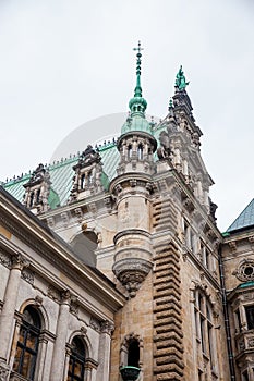 Hamburg City Hall buildiing located in the Altstadt quarter in the city center at the Rathausmarkt square