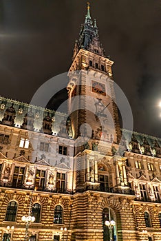 Hamburg City Hall at night
