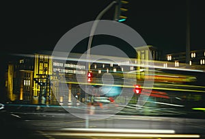 Hamburg City Night time exposure HVV laser blur