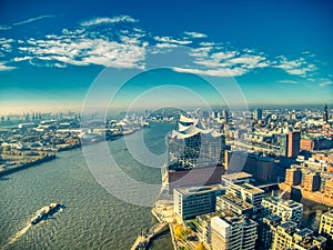 Hamburg elbphilharmonie drone top view