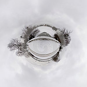 Hamburg Am Feenteich in winter . 360 panorama.