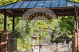 Main entrance of the zoo Hagenbeck` in Hamburg, germany`