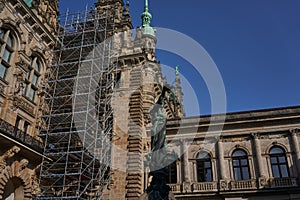 Hamburg, Germany - July 17, 2021 - Hamburg City Hall-Rathaus - is the seat of local government. The Rathaus is located in the Alts