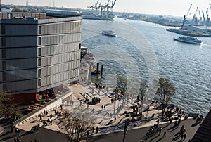 HAMBURG, GERMANY. In Port. City water landscape.