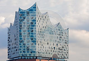 Hamburg, Germany. Upper glass part of building of  Elbphilharmonie Elbe Philharmonic. photo