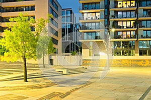 Hamburg, Hafencity, modern architecture in the evening