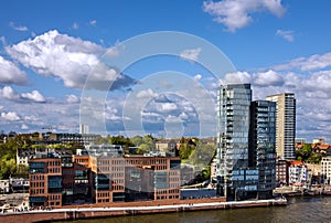 Hamburg landscape, Germany, modern office building in port