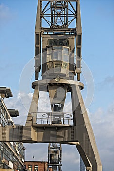 Hamburg port metal crane
