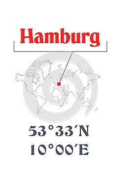 Hamburg poster with map coordinates