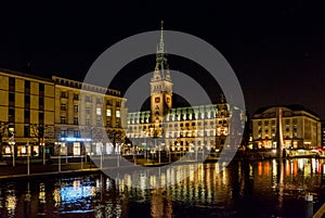 Hamburg town hall at the night