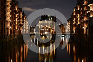 Hamburg. Wasserschloss. Water castle in the Speicherstadt.