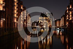 Hamburg. Wasserschloss. Water castle in the Speicherstadt.