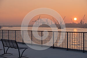 Hamburg waterfront in the early morning