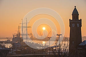 Hamburg waterfront in the early morning