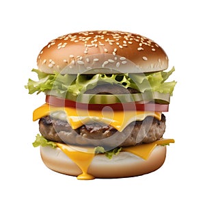 hamburger American Cheeseburger Isolated on white image
