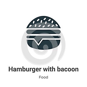 Hamburger with bacoon vector icon on white background. Flat vector hamburger with bacoon icon symbol sign from modern food